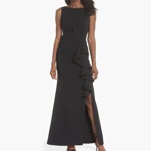 Eliza J - Black Ruffle Front Gown
